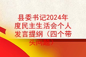 县委书记2024年度民主生活会个人发言提纲（四个带头问题）