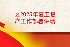 区2025年复工复产工作部署讲话